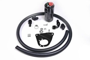 Mitsubishi Evolution Engine Oil Catch Can Kit - Radium Engineering - Alternate Mount - Black - `08-`16